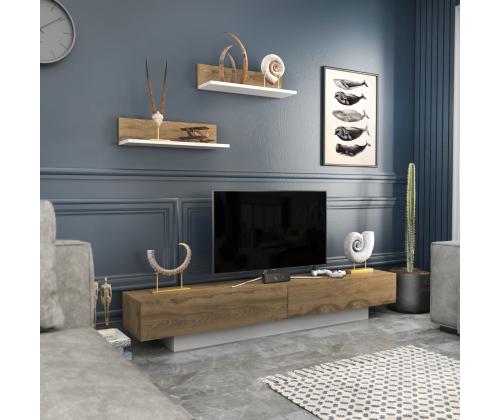 TV laud Lusi - White, Oud Oak