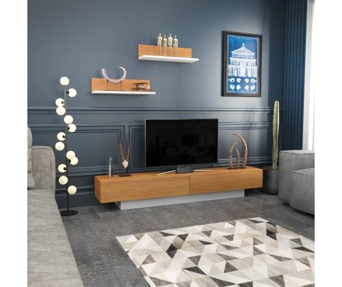 TV laud Lusi - White, Teak