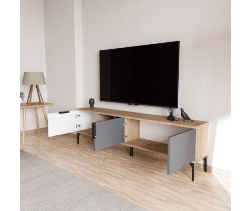 TV laud Tarz - White, Anthracite, Oak