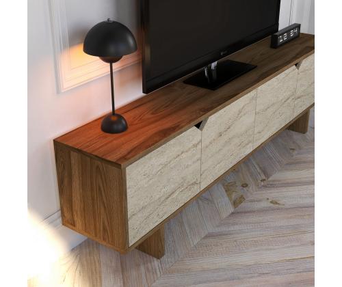 TV laud Istemi - Walnut, Travertine