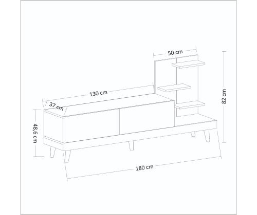 TV laud Dizayn - Anthracite, Travertine