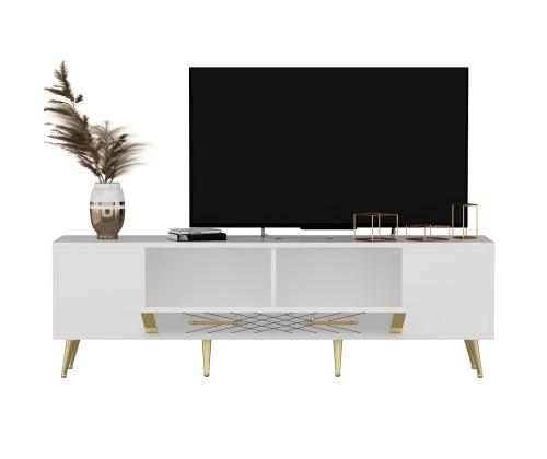 TV laud Detas - White, Gold