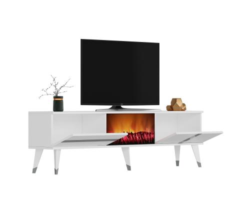 TV laud Vania Fireplace - White, Silver