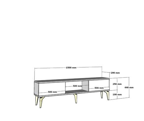 TV laud Asel - Anthracite, Gold