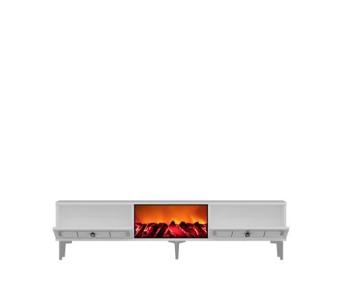 TV laud Orion Fireplace - White, Silver