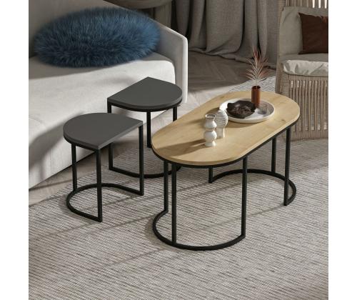 Mööblikomplekt lauad Dena - Anthracite, Oak