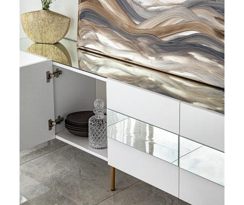 TV laud Leon - White, Gold