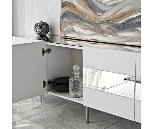 TV laud Leon - White, Silver