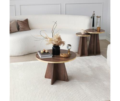 Kohvilaud Mushroom - Gold, Walnut v2