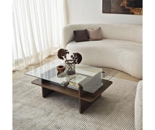 Kohvilaud Saga Rectangle - Walnut, Transparent
