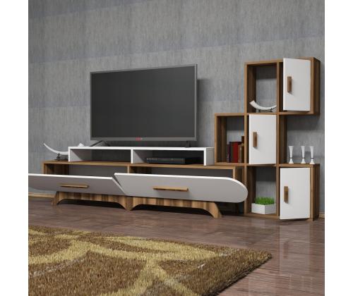 TV laud Flora S - Walnut, White