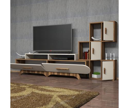 TV laud Flora S - Walnut, Cream