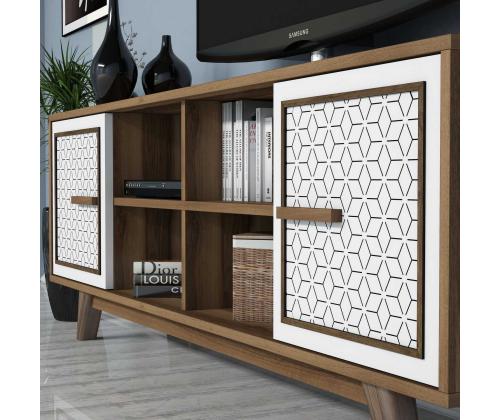 TV laud Ayla - Walnut, White