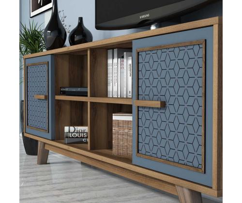 TV laud Ayla - Walnut, Blue