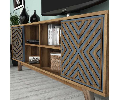 TV laud Inci - Walnut, Blue