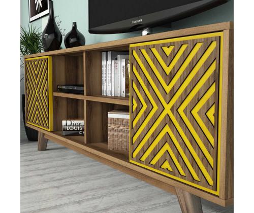 TV laud Inci - Walnut, Yellow