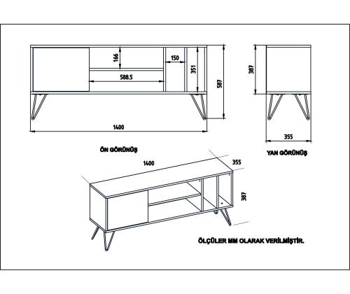 TV laud Mistico (140) - Walnut, White