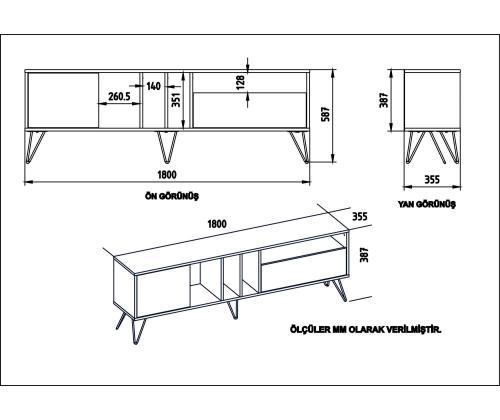 TV laud Mistico (180) - Walnut, White