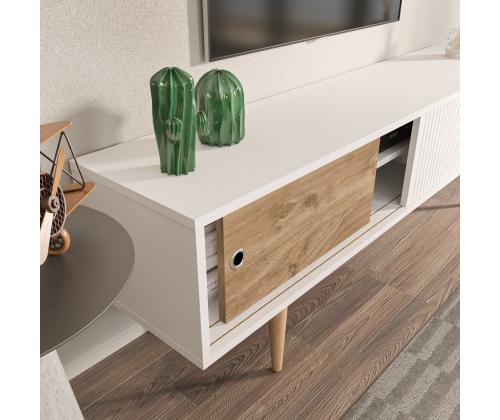 TV laud Ecrin - White, Walnut