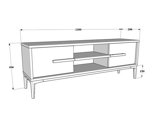 TV laud Eslem - White, Walnut