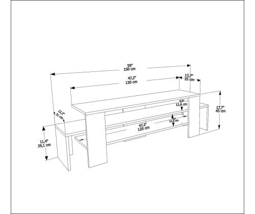TV laud Lenora - White, Anthracite