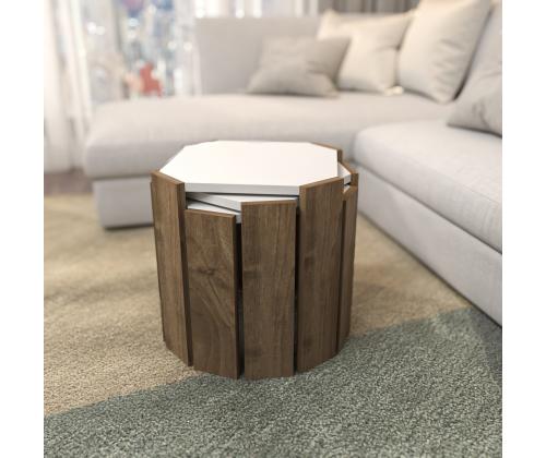 Kohvilaud Lori - White, Walnut