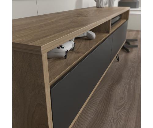 TV laud Flay - Walnut, Black