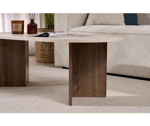 Kohvilaud Sable - Travertine, Walnut