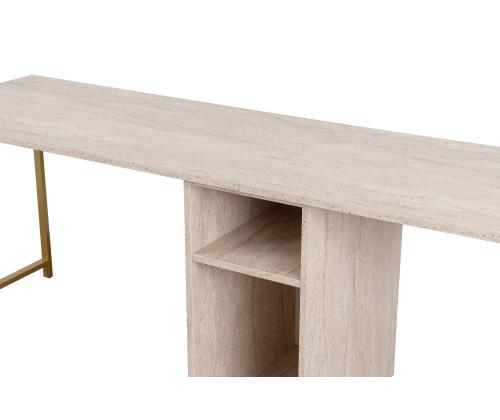 Twin Study Desk - Travertine, Gold