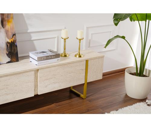 TV laud Serenity - Travertine, Gold