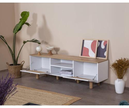 TV laud Bohem - White, Oak