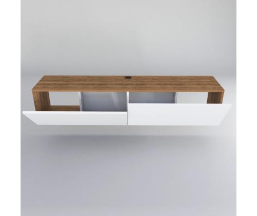 TV laud Poling - White, Walnut