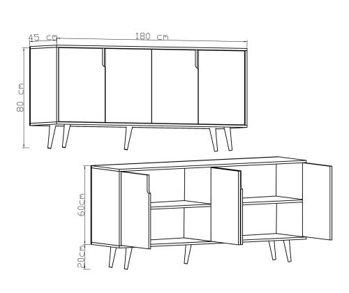 Latina Modern 180 - Walnut, White
