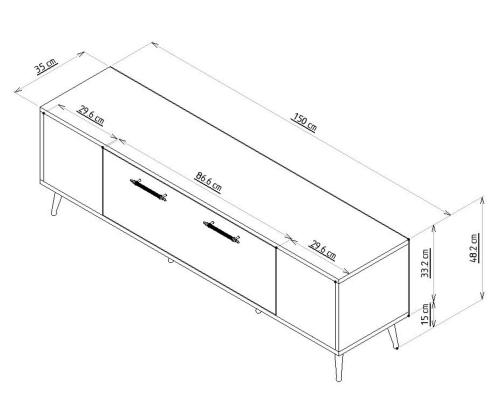 TV laud Detas - White, Silver