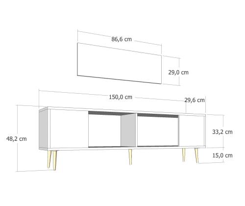 TV laud Dekos - Anthracite, Gold