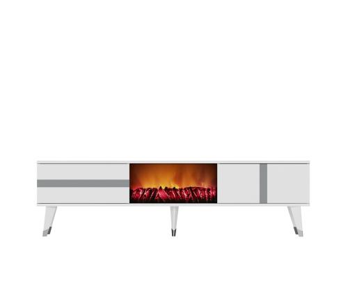 TV laud Vania Fireplace - White, Silver