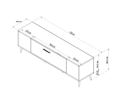 TV laud Dekol1 - White, Sapphire Oak, Gold