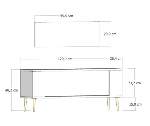 TV laud Retrolp5 - White, Silver