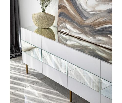 TV laud Leon - White, Gold