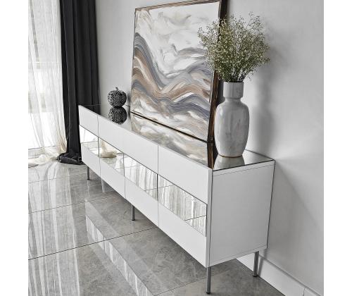 TV laud Leon - White, Silver