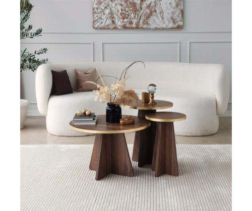 Kohvilaud Mushroom - Gold, Walnut v2