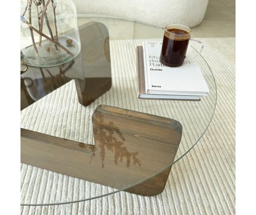 Kohvilaud Mia - Walnut, Transparent