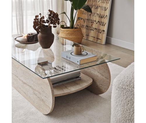 Kohvilaud Brise - Travertine, Transparent