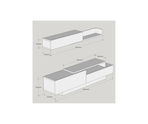 TV laud Elda - White, Walnut
