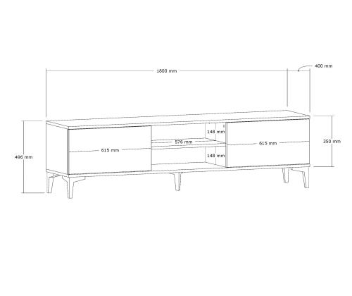 TV laud Erem - Walnut, Black
