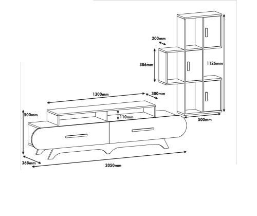 TV laud Flora S - Walnut, White