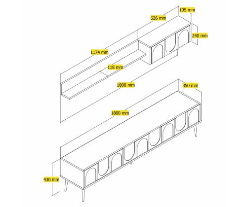 TV laud Lyon 2 - White, Gold