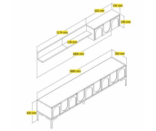 TV laud Lyon 2 - White, Black