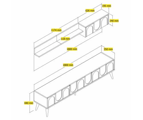 TV laud Lyon 2 - Cream, Walnut
