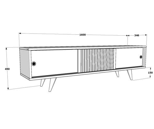 TV laud Ecrin - White, Walnut